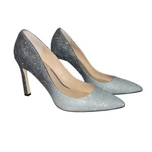 Jewel Badgley Mischka sparkly silver Ombre heels pumps 9